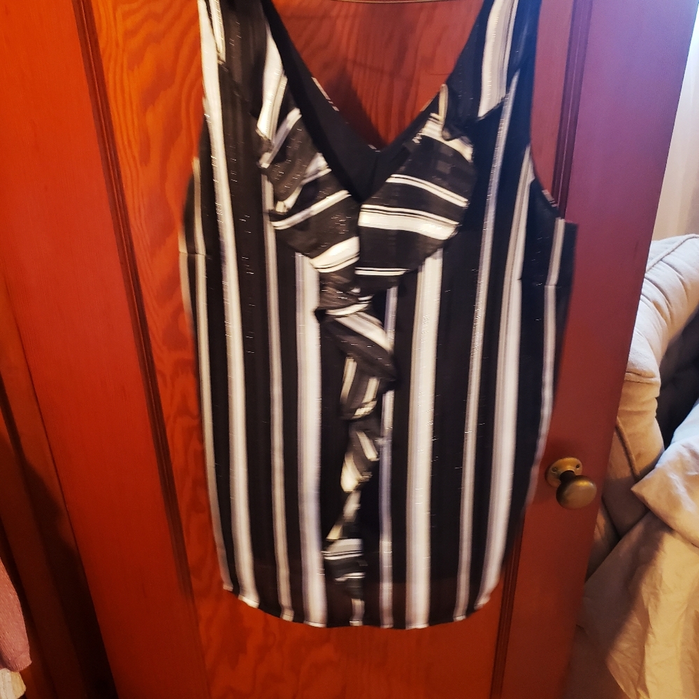 Dress Barn, size small, metallic gray, black and white camisole.